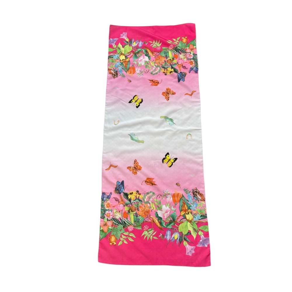 Vintage E. Goltz Rush Floral Butterfly Scarf in Excellent Condition